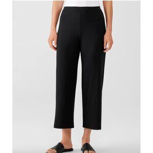 Eileen Fisher Stretch Jersey Knit Straight Black Crop Pants Women's Size Large